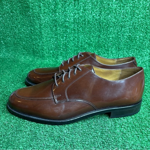 Cole Haan Men’s 8.5 Brown Patent Leather Split Toe Oxford Shoes - NEW - Picture 3 of 12